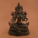 Fine Quality Hand Made  Silver Eye  13" Oxidized  Copper Alloy Green Tara Dolma Statue from Patan, Nepal