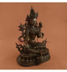 Green Tara Statue 13" Oxidized  Copper Alloy Green Tara Dolma Statue from Patan, Nepal