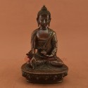 Oxidized Copper Alloy 8.25" Medicine Buddha / Menla Statue from Patan, Nepal