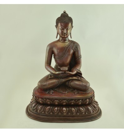 Hand made Oxidized Copper Alloy 18" Amitabha / Amida Buddha Opame Statue from Patan Nepal