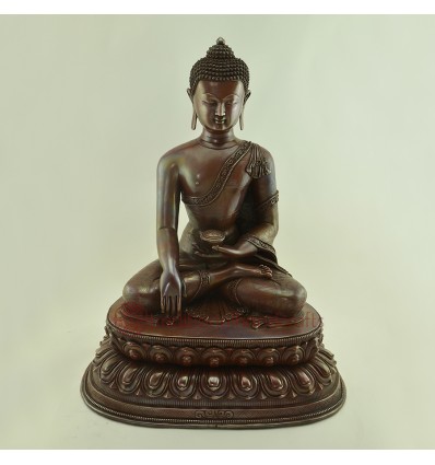 Hand Made Oxidized Copper Alloy 18" Shakyamuni Buddha / Tomba Statue from Patan, Nepal