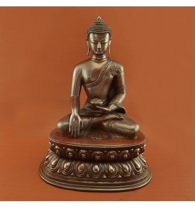 Oxidized Copper Alloy 12.5" Shakyamuni / Tomba Buddha Statue From Patan, Nepal