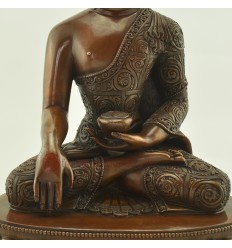 Oxidized Copper Alloy 12.5" Shakyamuni Buddha / Tomba Statue from Patan, Nepal