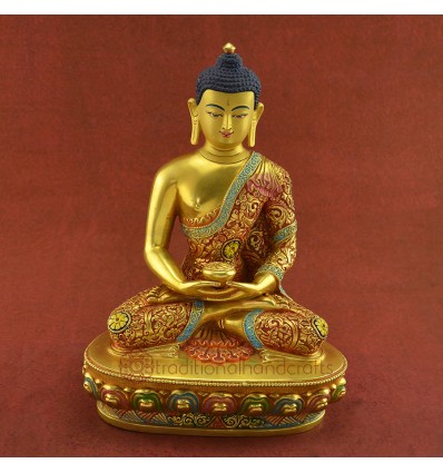 Fine Quality 11” Hand Painted 11" Amitabha Buddha / Sangye Opame Statue from Patan, Nepal