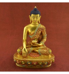 Fine Quality Hand Painted 11" Shakyamuni Buddha / Sangye Tomba Statue Statue from Patan, Nepal