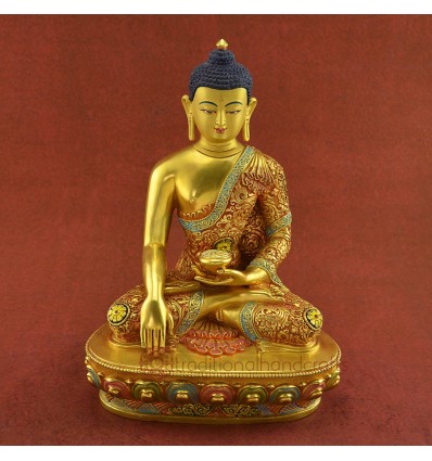 Fine Quality Hand Painted 11" Shakyamuni Buddha / Sangye Tomba Statue Statue from Patan, Nepal