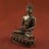 Oxidized Copper Alloy 7.25" Amitabha/Amida Opame Buddha Statue from Patan, Nepal