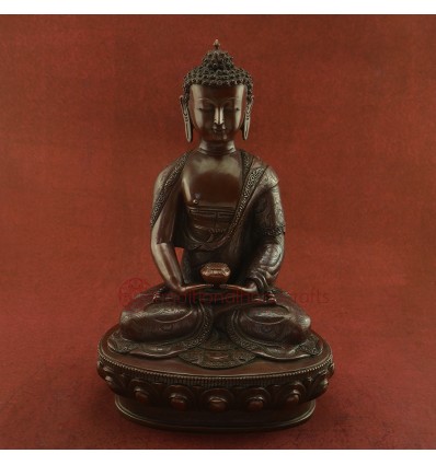 Oxidized Copper Alloy 13" Amitabha / Amida Buddha Opame Statue frm Patan Nepal