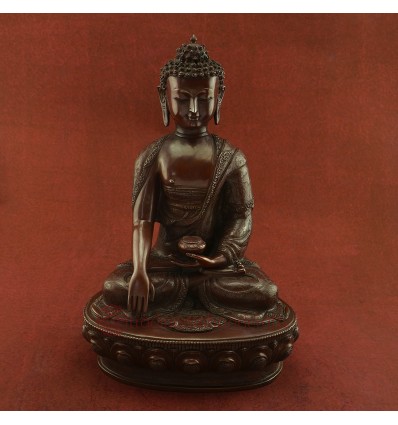 Oxidized Copper Alloy 13" Shakyamuni Buddha / Sangye Tomba Statue from Patan, Nepal