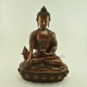 Oxidized Copper Alloy 12.75" Medicine Buddha / Sangye Menla Statue From Patan, Nepal