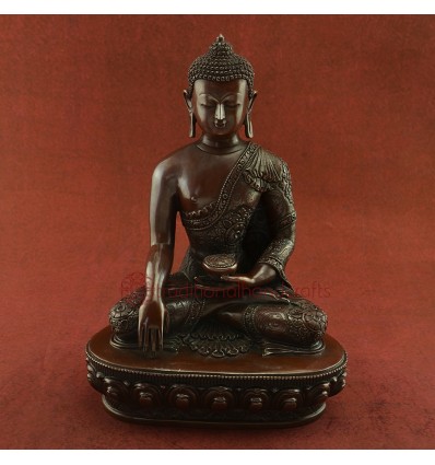 Oxidized Copper Alloy 11" Shakyamuni Buddha / Sangye Tomba Statue from Patan, Nepal