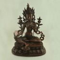 Hand Carved Fine Quality 18.5" Green Tara / Dolma S Copper Statue from Patan, Nepal