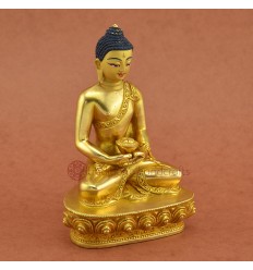 Fine Quality Hand Carved 5.5” Amitabha Buddha / Opame Copper Statue From Patan