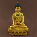 8.25" Shakyamuni Buddha Gold Gilded Face Painted Copper Statue From Patan Nepal