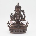 Finely Hand Carved 9" Chenrezig / Avalokiteshvara  Oxidized Copper Alloy Statue Patan, Nepal