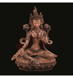 Fine Quality Carved 16” Green Tara / Drolma Copper Statue in Oxidation Finish