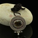 Fine Quality Tibetan BuddhistSilver with Smoky Topaz, Ruby and Emerald Stones Pendant From Patan, Nepal.