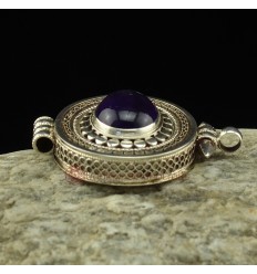 Fine Quality Tibetan Buddhist  Silver with Amethyst Stone Pendant From Patan, Nepal.