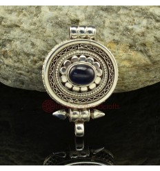 Fine Quality Tibetan Buddhist Silver with Blue Sapphire Stone Pendant