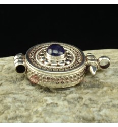 Fine Quality Tibetan Buddhist Silver with Blue Sapphire Stone Pendant