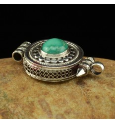 Fine Quality Tibetan Buddhist Silver with Turquoise Stone Pendant