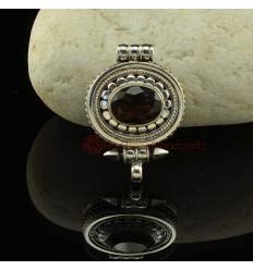 Fine Quality Tibetan Buddhist Silver with Smoky Quartz Stone Pendant