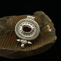 Fine Quality Tibetan Buddhist Silver with Garnet Stone Pendant