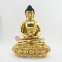 Fine Quality 13" Amitabha Buddha Gold Gilded with Face Painted Copper Statue Patan, Nepal