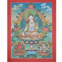 32" x 24" White Tara Thangka Painting