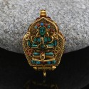 Gold Plated Chenrezig & Yellow Dzambhala Silver Ghau / Pendant / Prayer Box