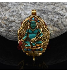 Gold Plated Yellow Dzambhala & Medicine Buddha Silver Ghau / Pendant / Prayer Box