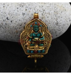 Gold Plated Medicine Buddha & Green Tara Silver Ghau / Pendant / Prayer Box