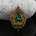 Gold Plated Medicine Buddha & Green Tara Silver Ghau / Pendant / Prayer Box