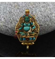 Gold Plated Yellow Dzambhala Silver Ghau / Pendant / Prayer Box