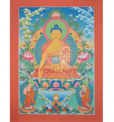 32.5" x 24" Shakyamuni Buddha Thanka Painting