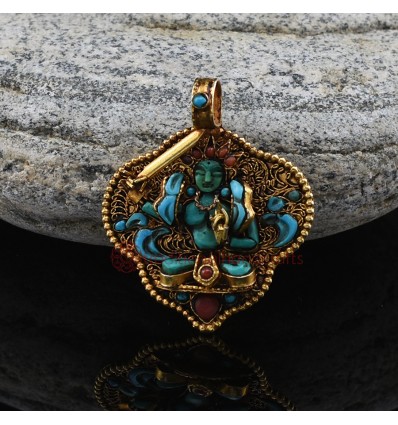 Gold Plated Manjushri Silver Pendant