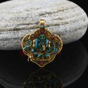 Gold Plated Green Tara Silver Pendant