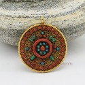  Gold Plated Silver Dharma Wheel Silver Pendant From Patan, Nepal.