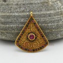 Gold Plated Silver  Kamal - Lotus Flower Silver Pendant From Patan, Nepal.