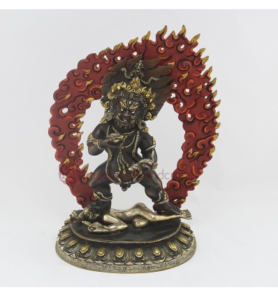  Hand Carved 11" Black Dzambhala Statue Copper Statue From Patan, Nepal