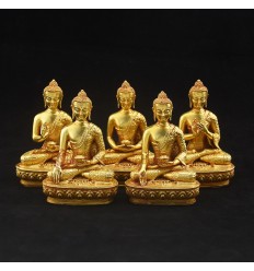 Machine Made Tibetan Buddhist 4" Dhyani Buddha or Pancha Buddha Statues Set