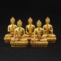 Machine Made Tibetan Buddhist 4" Dhyani Buddha or Pancha Buddha Statues Set