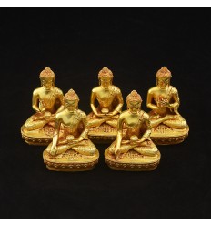 Machine Made Tibetan Buddhist 4" Dhyani Buddha or Pancha Buddha Statues Set