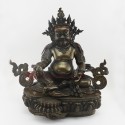 Fine Hand Carved Oxidized Copper 16.5" Yellow Dzambhala Statue From Patan, Nepal