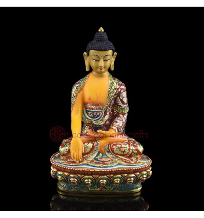 Hand carved Gold Gilded 8.5" Shakyamuni Buddha Tomba Statue