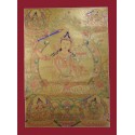 33.5" x 25" Gold  Pancha Manjushri Thangka Painting