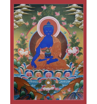 29" x 22" Medicine Buddha Thangka Scroll Painting