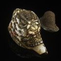 Hand carved  Safu Mahakala Tibetan Ceromonial Conch Shell Horn / Shankha