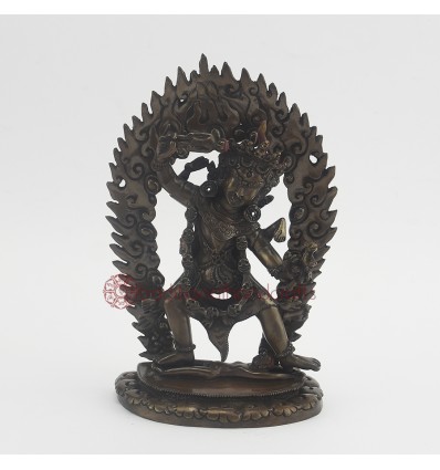 Hand Made 7.5" Ekajati Statue Oxidized Copper Alloy Gold Gilded Statue, Patan