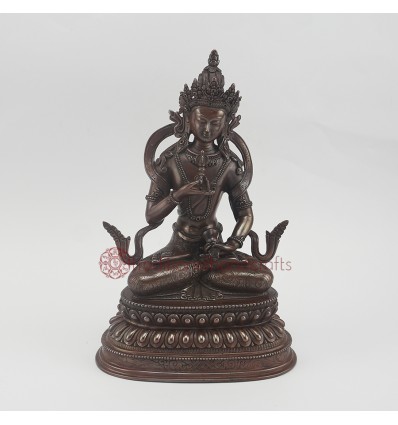 Hand Carved  9.5" Vajrasattva / Dorjesempa  Oxidized Copper Alloy  Statue 